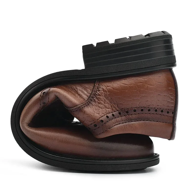 Leather Shoes for Men Lace Up Oxfords Brogue Shoes Formal Party Wedding Office Business Casual Men Leather Shoes
