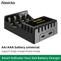 4 Slot AAA/AA Lithium Ion Rechargeable NICD Battery Battery Charger Smart Indicator Universal with Short Circuit Protection