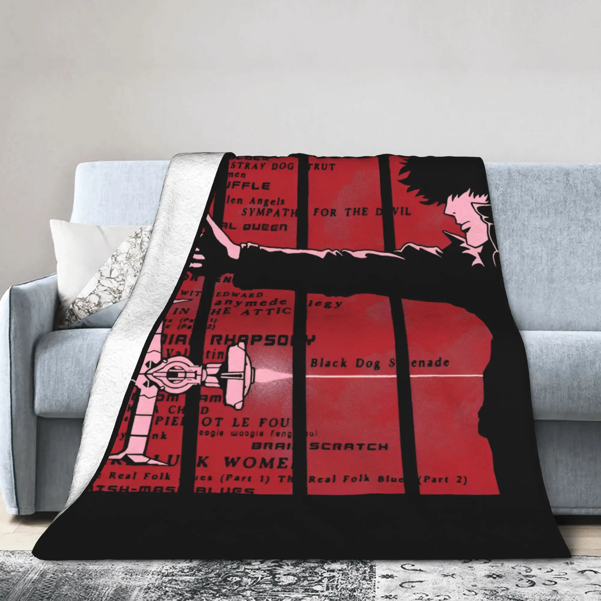 Cowboy Bebop Spike Spiegel Knitted Blanket Hot Japanese Anime  Fleece Throw Blanket Decoration Soft Warm Bedspread Multifunction