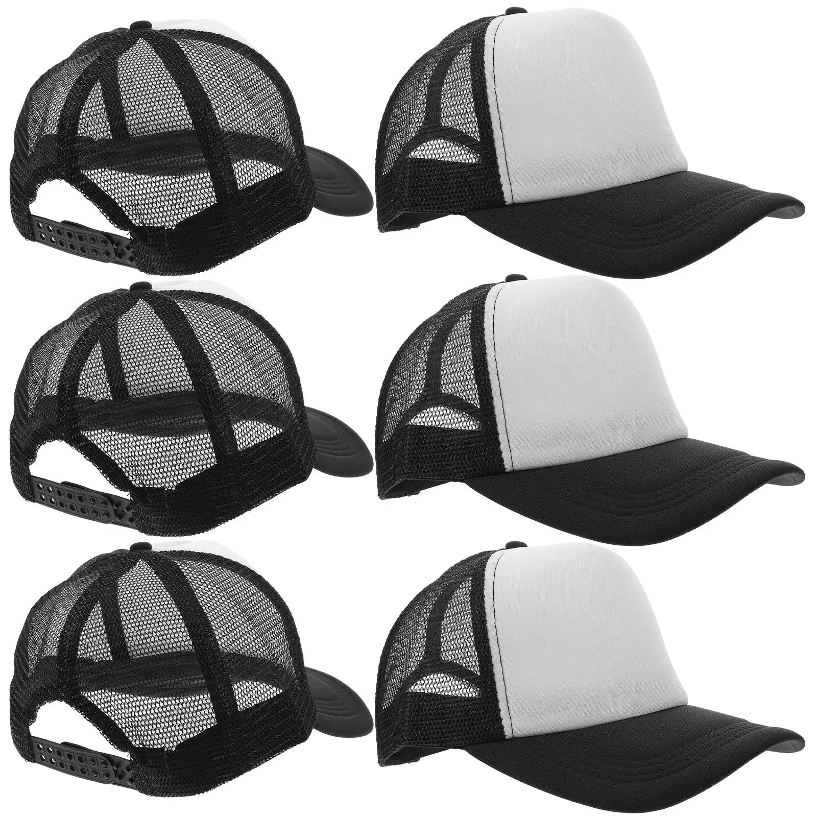 

10 Pcs Blank Mesh Baseball Cap DIY Trucker Hat Sublimation Adjustable Snapback Polyester Heat Transfer Black Summer