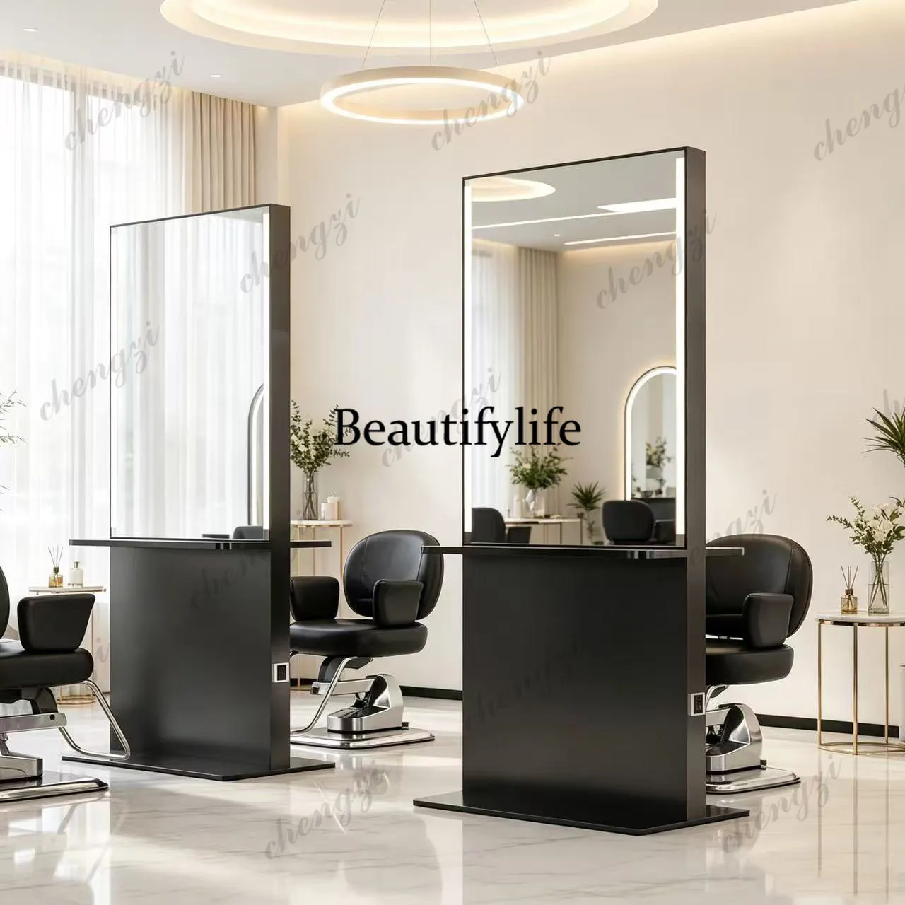 New barber shop mirror table, special for hair salon, single-sided wall-mounted,double-sided floor-to-ceiling,barber shop mirror