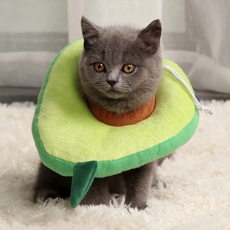 Soft Toast Avocado Shaped Cotton Pet Elizabethan Collar Dog Cat Adjustable Wound Healing Collar Prevent Bite Neck Ring for Pets