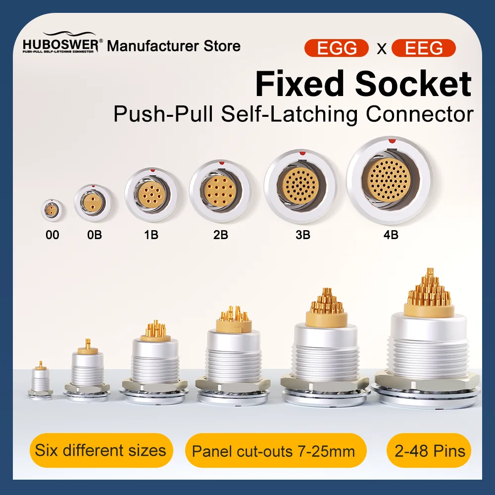 Compatible LEMO Fixed Socket EGG EEG aviation socket 00B 0B 1B 2B 3B Fast Push-Pull Self-Latching Connector