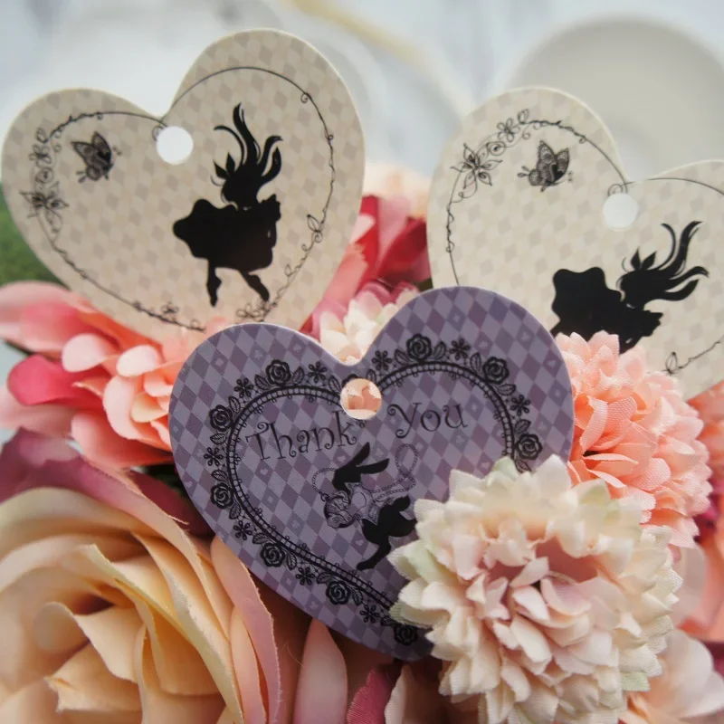 fairy tale Alice story 50 pcs heart shape new design paper labels packaging decoration tags Scrapbooking DIY