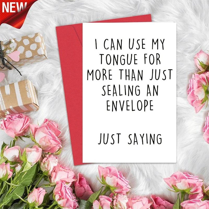 

Funny Flirty Greeting Card, Humorous Naughty Quote Card, Adult Joke Envelope Sealing Theme Card for Friend Gif