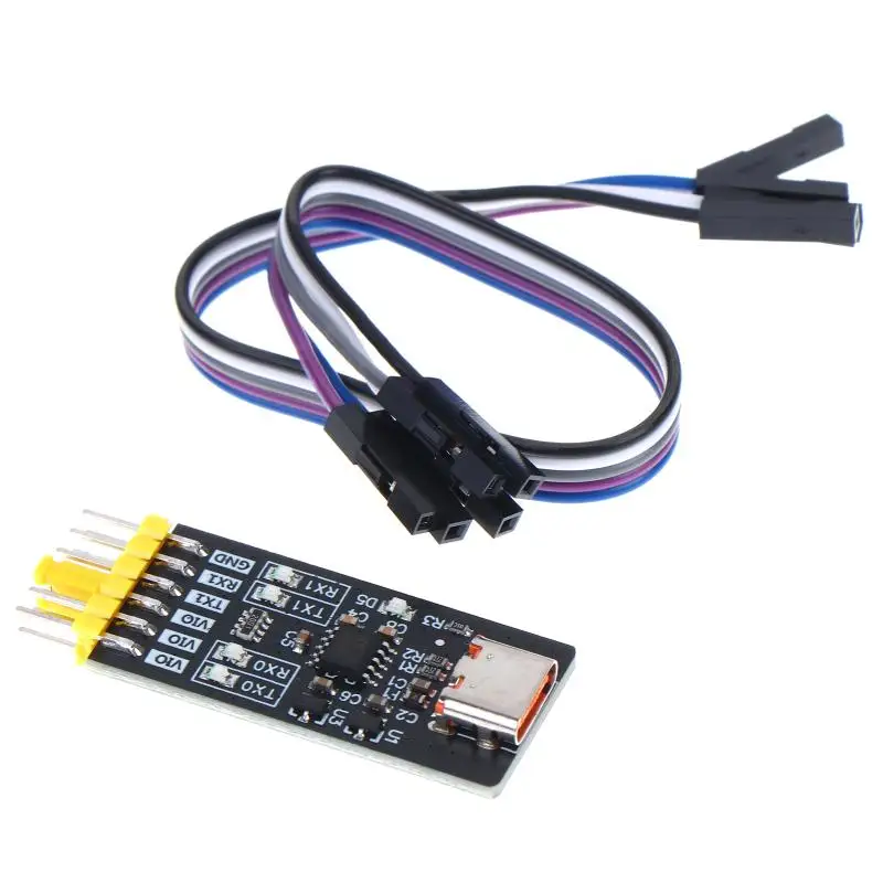 (HB05)CH342K Dual Channel USB To TTL Serial Module Type C Interface 3Mbps Multi Level 1.8V 3.3V 5V With TX RX Indicator Light