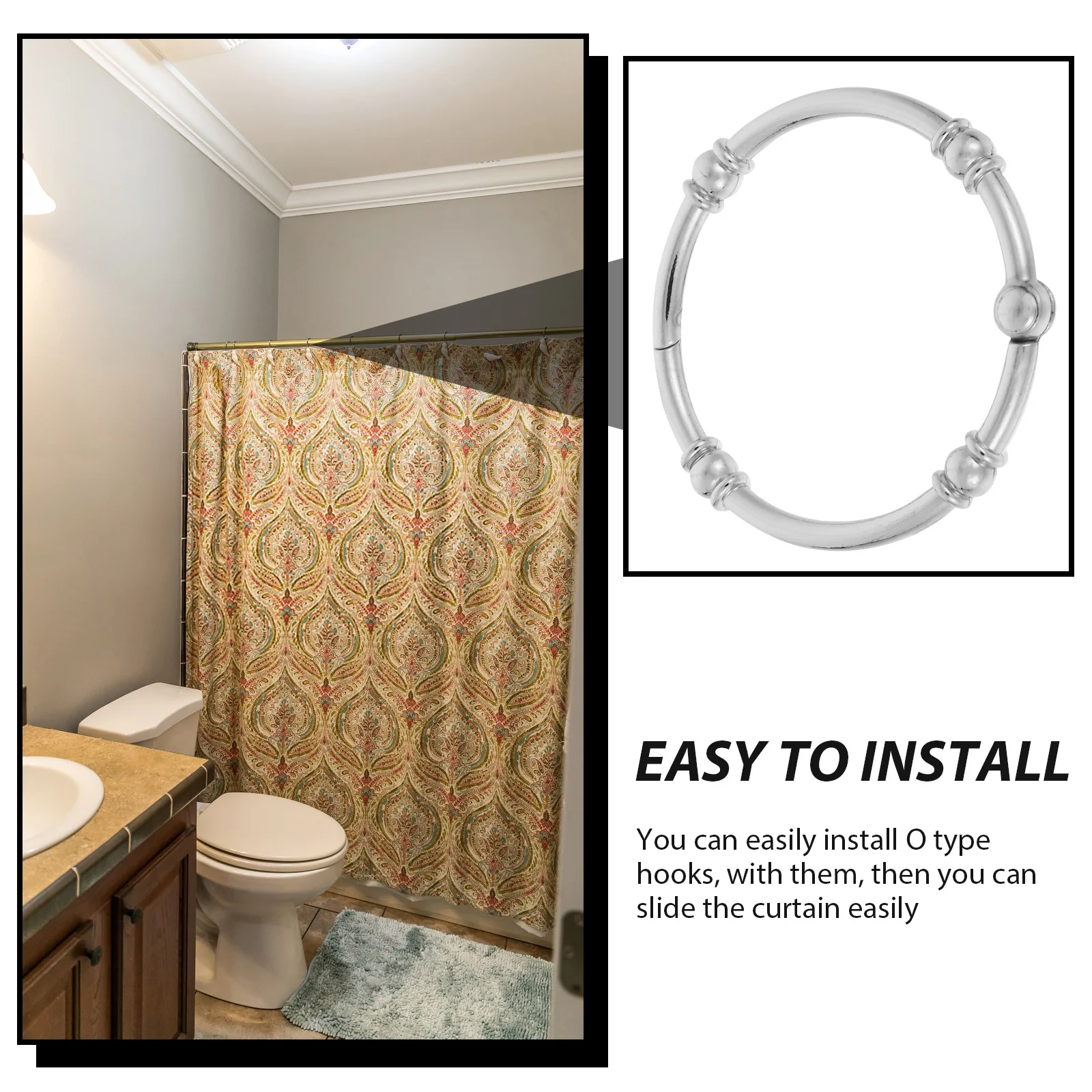 

12Pcs Shower Curtain Hooks Metal Strong Zinc Alloy Waterproof Rust Resistant for Shower Rod Easy Slide Hanging Decorative