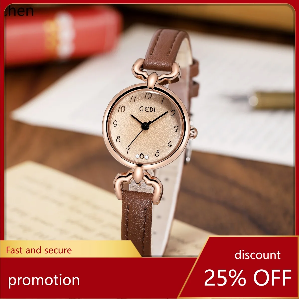 ZML niche women's watch, simple leather strap watch, quartz waterproof ladies' watch