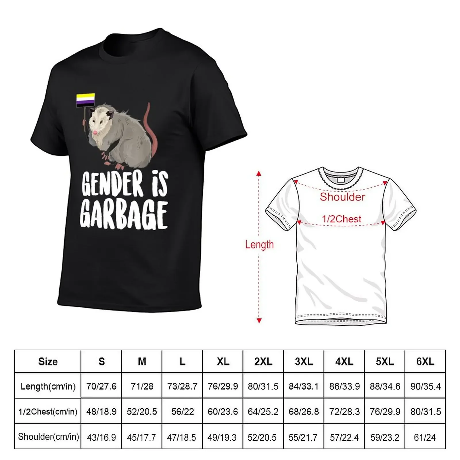 Gender Is Garbage Genderfluid NonBinary Possum T-Shirt customs design your own Short sleeve tee Men's cotton t-shirt