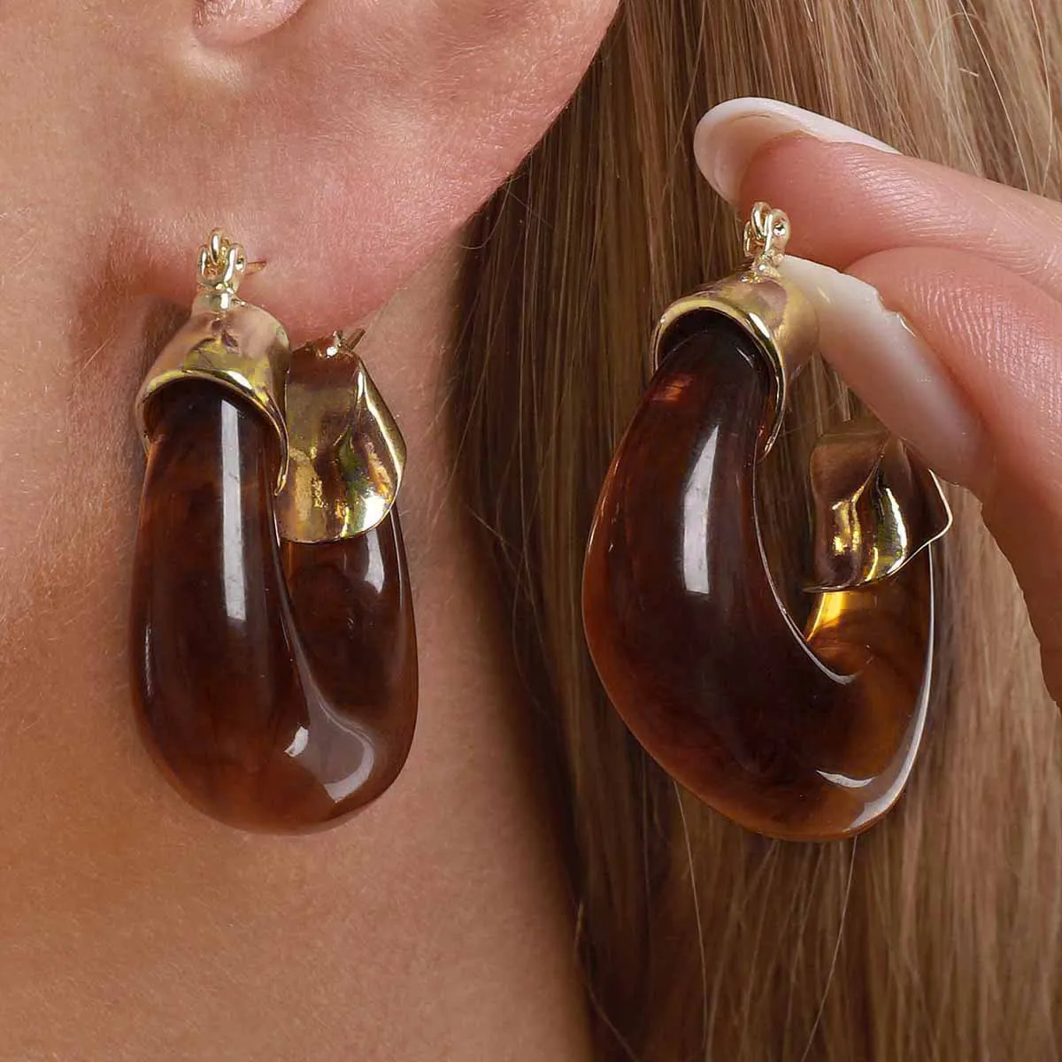 Vintage Tortoise Shell U Shape Hoop Earrings For Women Retro Chunky Waterdrop Earring French Style Chic Daily Wear Jewelry