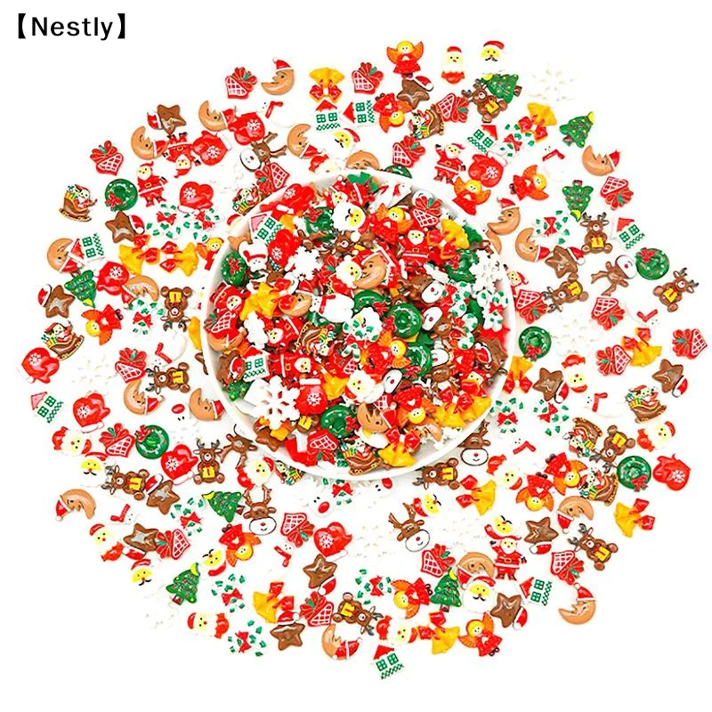 10/30Pcs New Cute Christmas Series Flat Back Resin Cabochons For DIY Jewelry Craft Scrapbooking Decoration Accessorie〔Nest〕