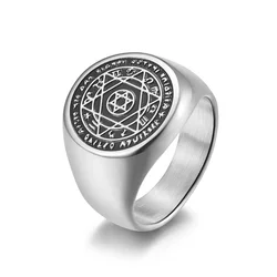 Pentagram pierścionków Salomona dla mężczyzn Patron Saint Ring Archangel Raphael Sigil Divine Healer Biżuteria męska ze stali nierdzewnej