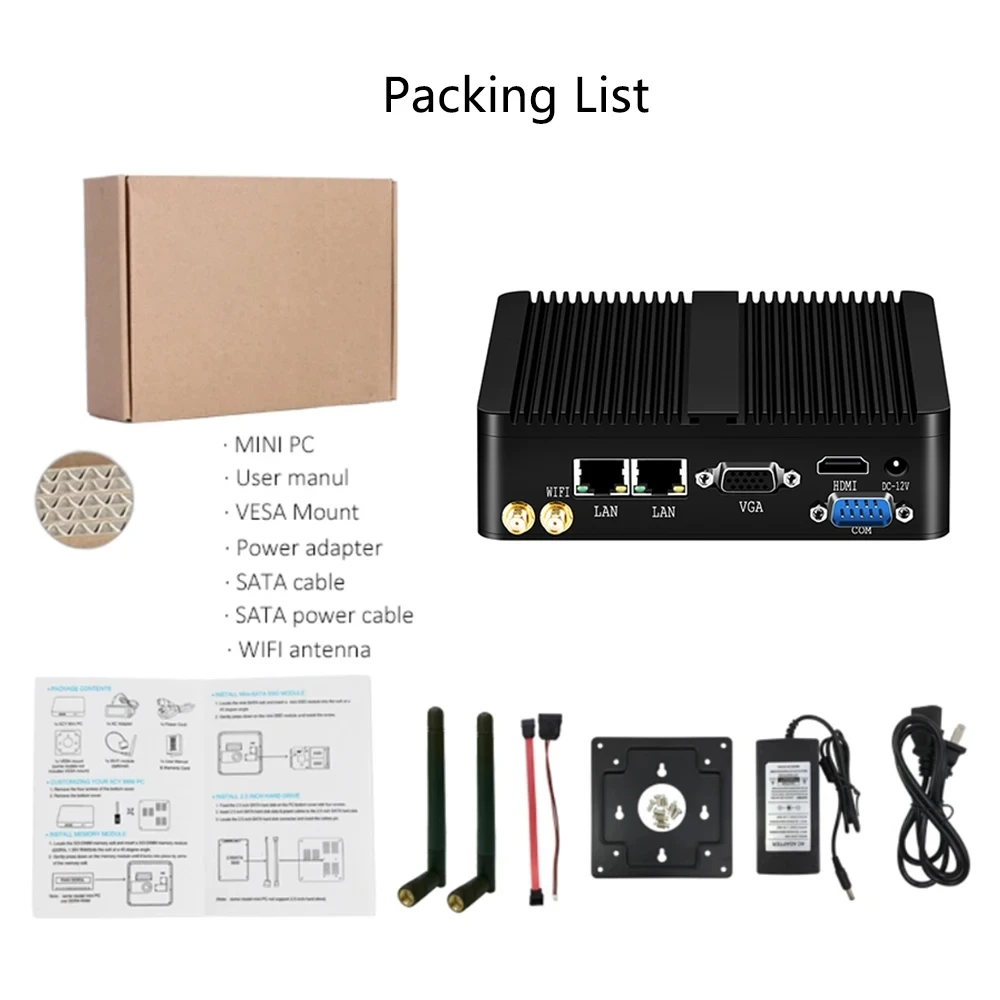 Imagem -06 - Mini pc Industrial Computador Desktop Fanless 2lan2com Inter Celeron J6412 Ddr4 Rs485 Rs232 Suporte Windows 10 11 Linux Wifi