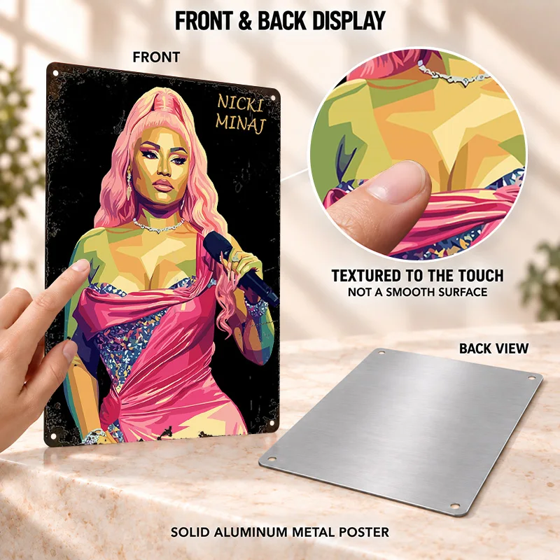Nicki Minaj Rapper Textured Metal Posters Customized Aluminum Sign Hip Hop Inspired Design Wall Art For Home Recording Studio