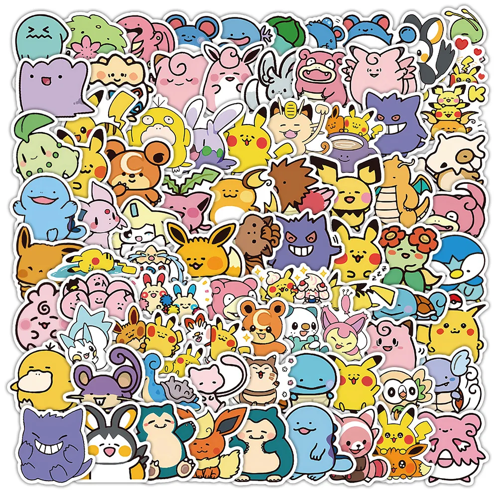 50/100 Stück Niedliche Anime Pokemon Cartoon Aufkleber für Laptop Motorrad Schreibwaren DIY Kinderspielzeug Graffiti Sticker Dekoration