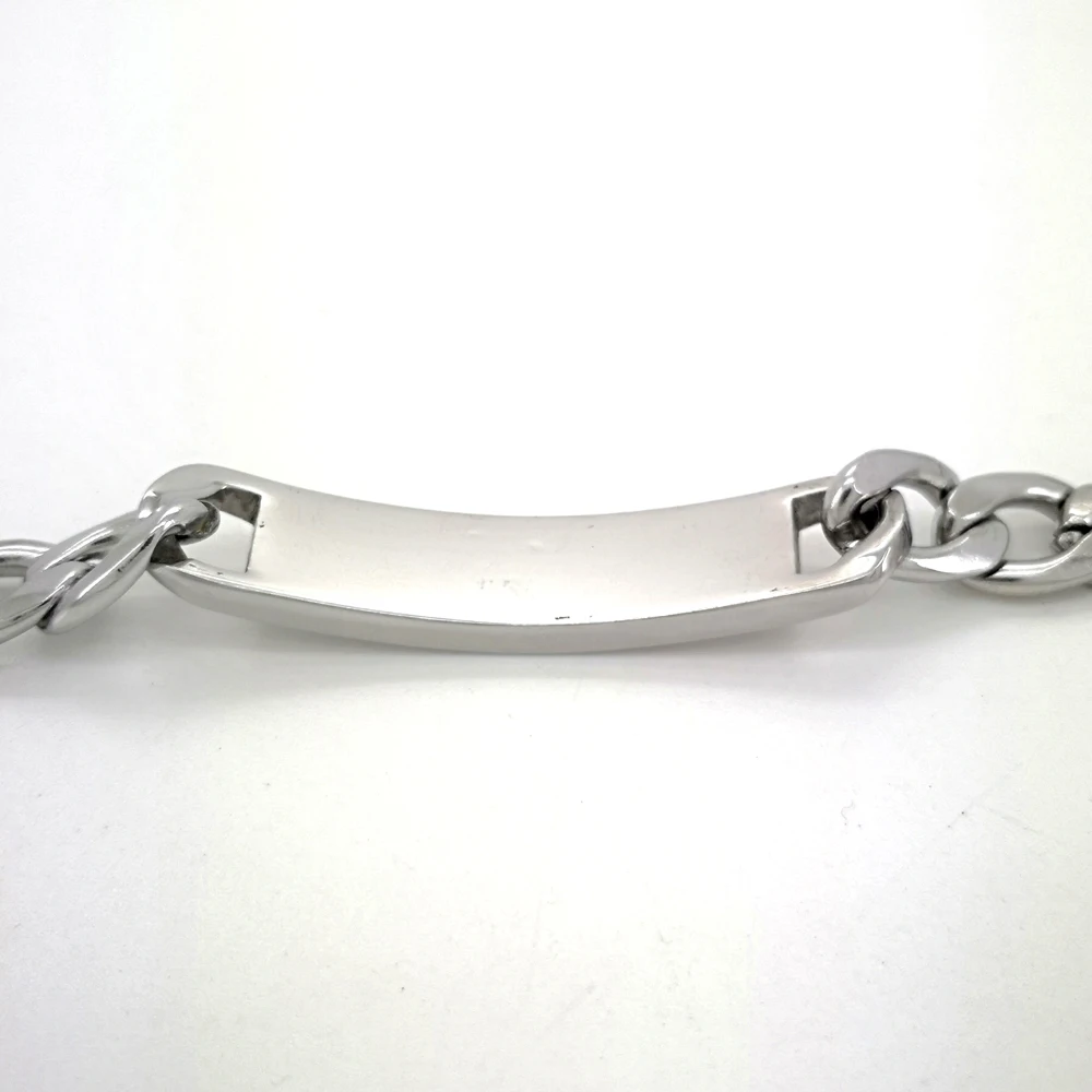 Solid Stainless Steel Bracelets Silver 9mm Smooth ID Bar 8\