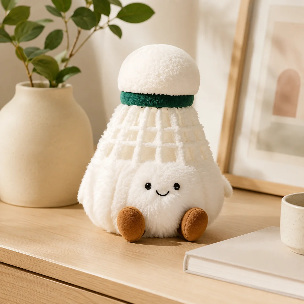 Cute Badminton Shuttlecock Plush Keychain Soft Stuffed Bag Charm Pendant Kawaii Backpack Handbag Decoration Gift