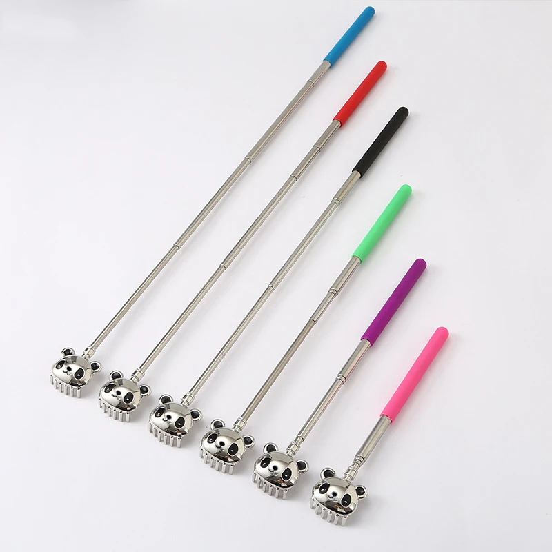 Panda Six Teeth Stainless Steel Back Scratcher Telescopic Back Itching Relief Massager Portable For Old Man Household