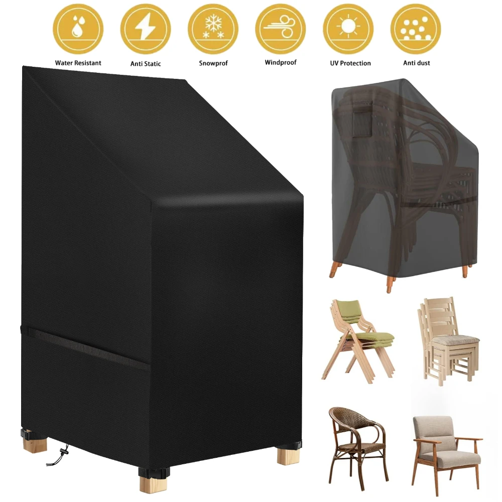 Waterproof Garden Chair Covers Anti-UV 210D Oxford Fabric Outdoor Stackable Chairs Covers Patio Chair Covers Furniture Protector