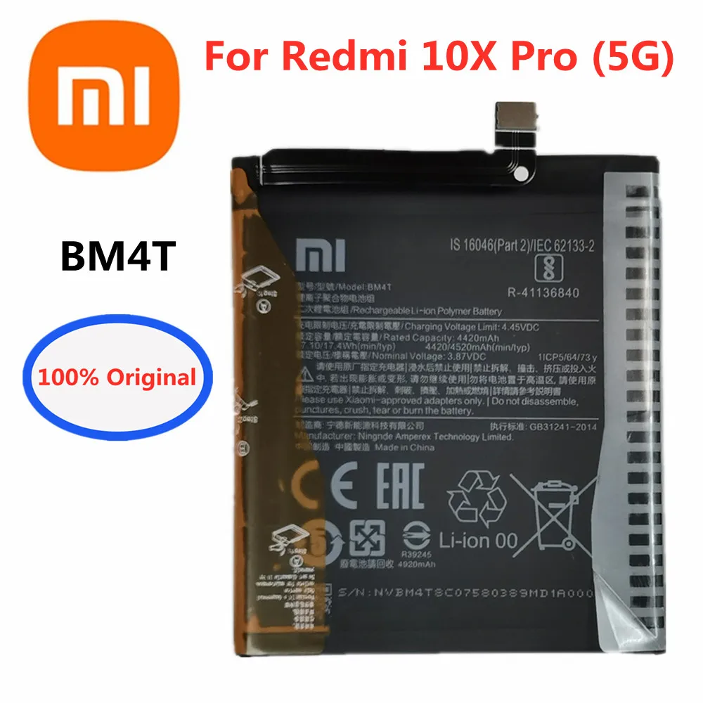 

Xiaomi 100% Original 4520mAh BM4T Replacement Battery For Xiaomi Mi Redmi 10X Pro 5G High Quality Mobile Phone Batteries Bateria