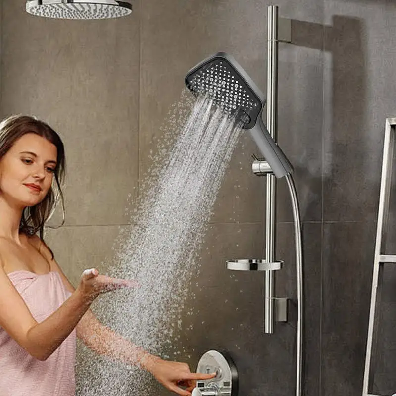 Grande Painel Handheld Rain Shower Head, Pulverizador De Pressão, Poderoso, Limpeza, 4 Modos