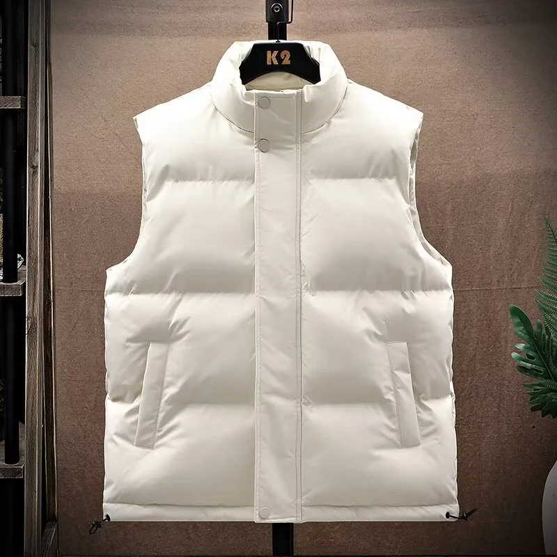 Men's New Style Sleeveless Vest Warm down Jacket Stand Collar Trendy Sports Vest Outerwear Youthful Vitality Style Thickened