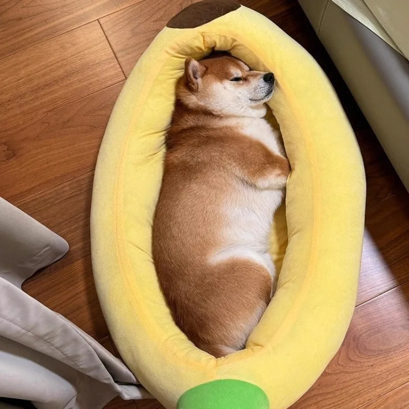 

Banana Boat Pet Bed for Dogs Cats Winter Warm Plush Mat with Removable Washable Cover Cozy Sleeping Nest Ideal Home