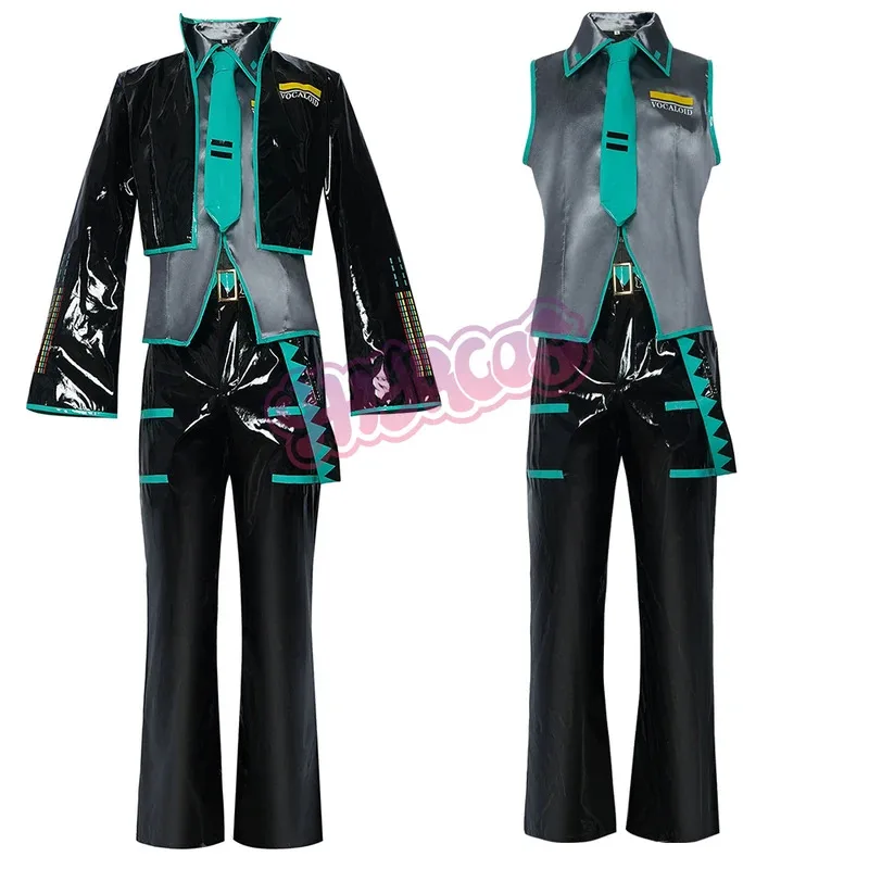 

Anime 6PCS MIKUOO Cosplay Costume Mikkuoo Cospaly Men Women Black Suit Costume Mikkuu Christmas Cosplay Halloween Accessories