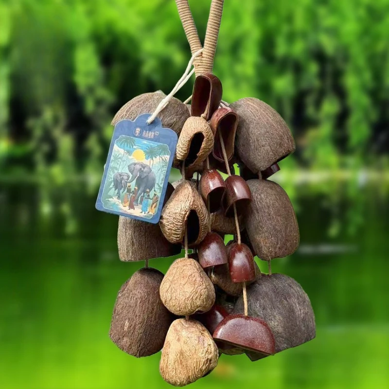 Nut Shell Hand Bell Sound Healing Natural Fruit Shell Hand Bells Meditation Yoga Handmade Hanging Wind Bell Musical Instrument