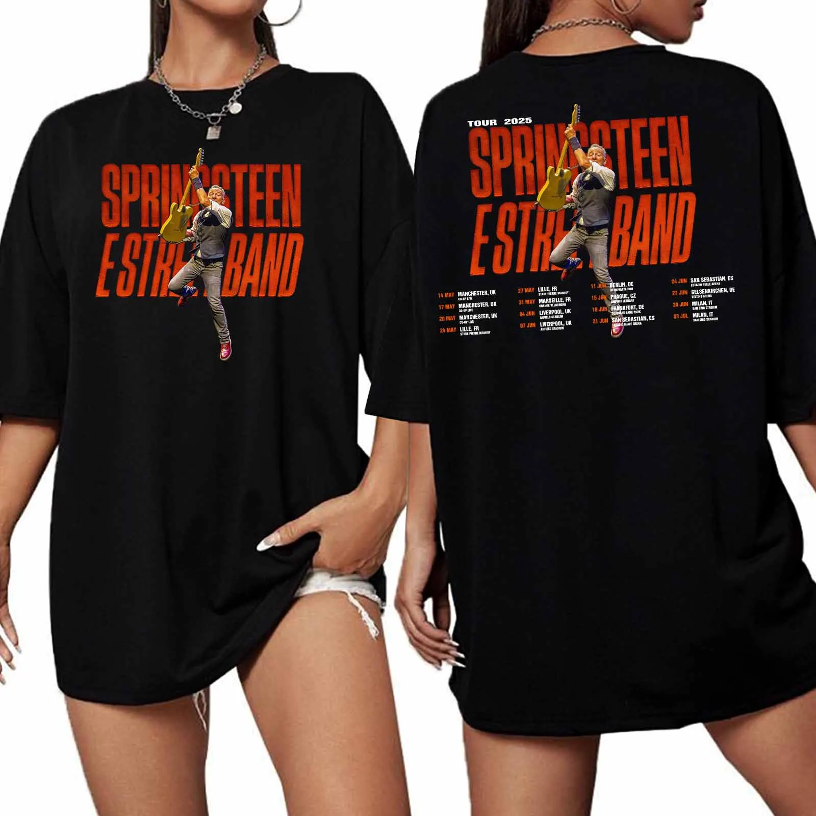 Bruce Springsteen and E Street 2025 Tour Extra Large T-shirt O-Neck Short Sleeve Fashion Oversize Shirts