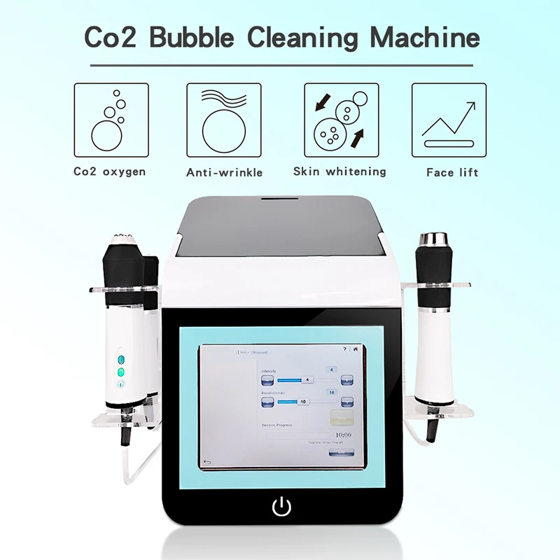 ฟองออกซิเจน CO2 3อิน1ใหม่ล่าสุดพร้อมที่จับฆ่าเชื้อด้วยรังสียูวีครีมดูแลผิวหน้าอัลตราโซนิก RF เครื่องความงามผลัดเซลล์ผิวต่อต้านริ้วรอย