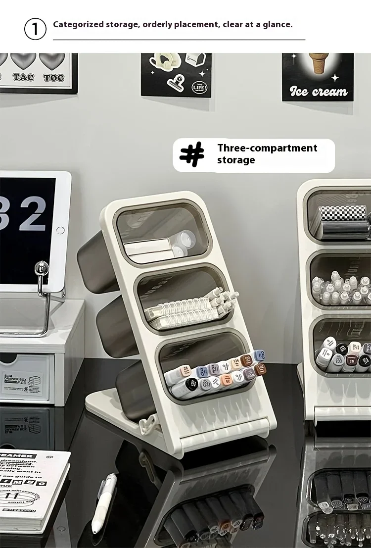 Großer Schräg-Stifthalter Schreibtisch-Organizer Stift-Aufbewahrungsbox Ständer für Schule, Büro, Schreibwaren & Make-up-Pinsel-Aufbewahrung – Detail 10