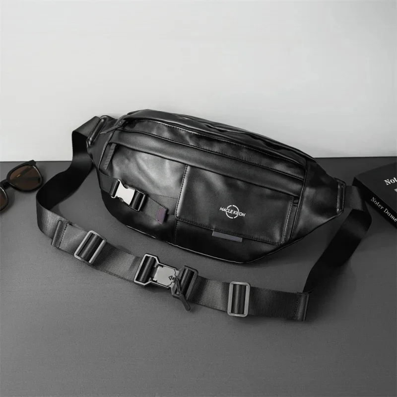 Fashion Leather Men's Chest Trend Waist Outdoor Sports Male Shoulder Crossbody Bag Casual Fanny Pack