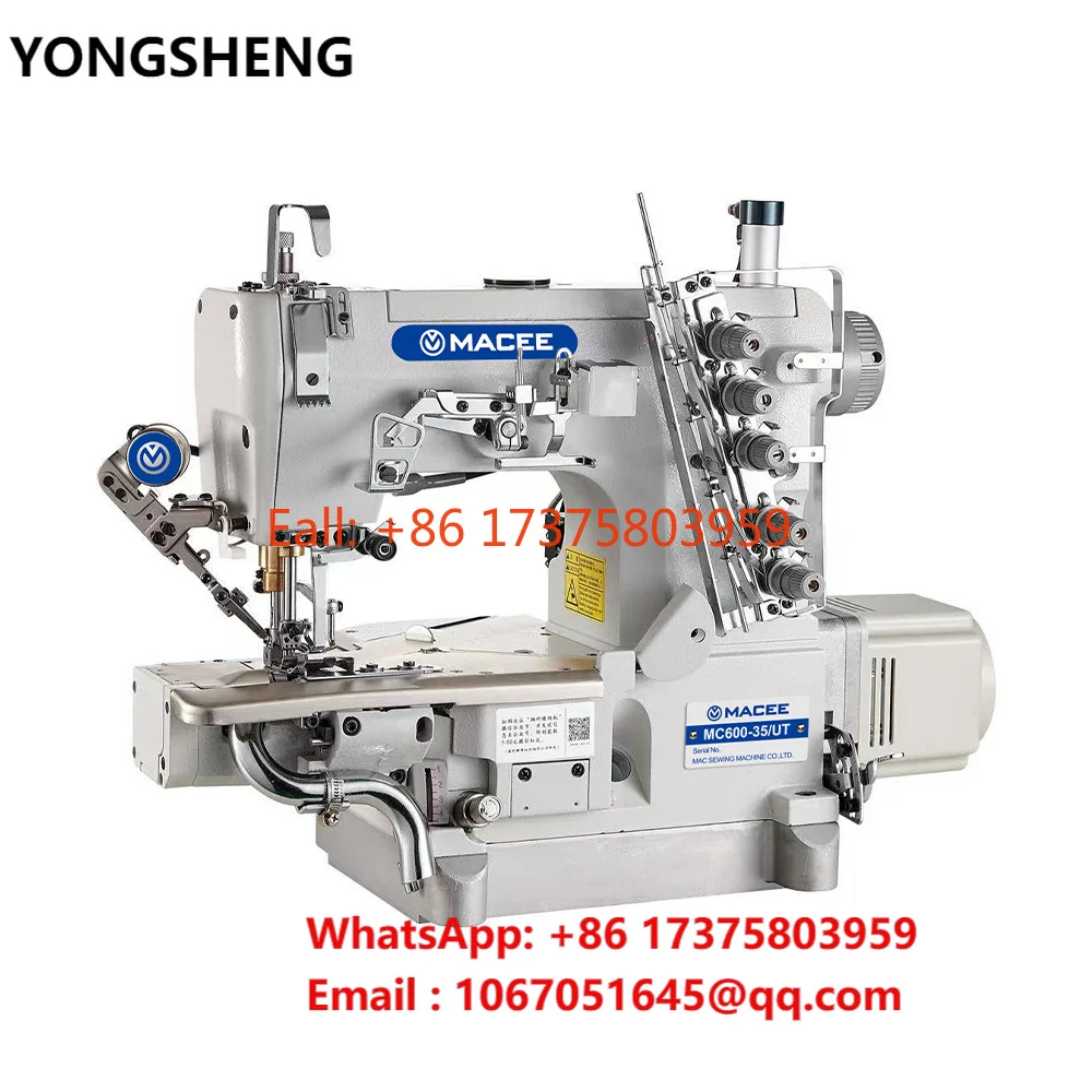 MC 600D-35/UT  Industrial Automatic 3 Nee dles 5 Threads Cylinder Bed Interlock Sewing Machine with Left Side Cutter