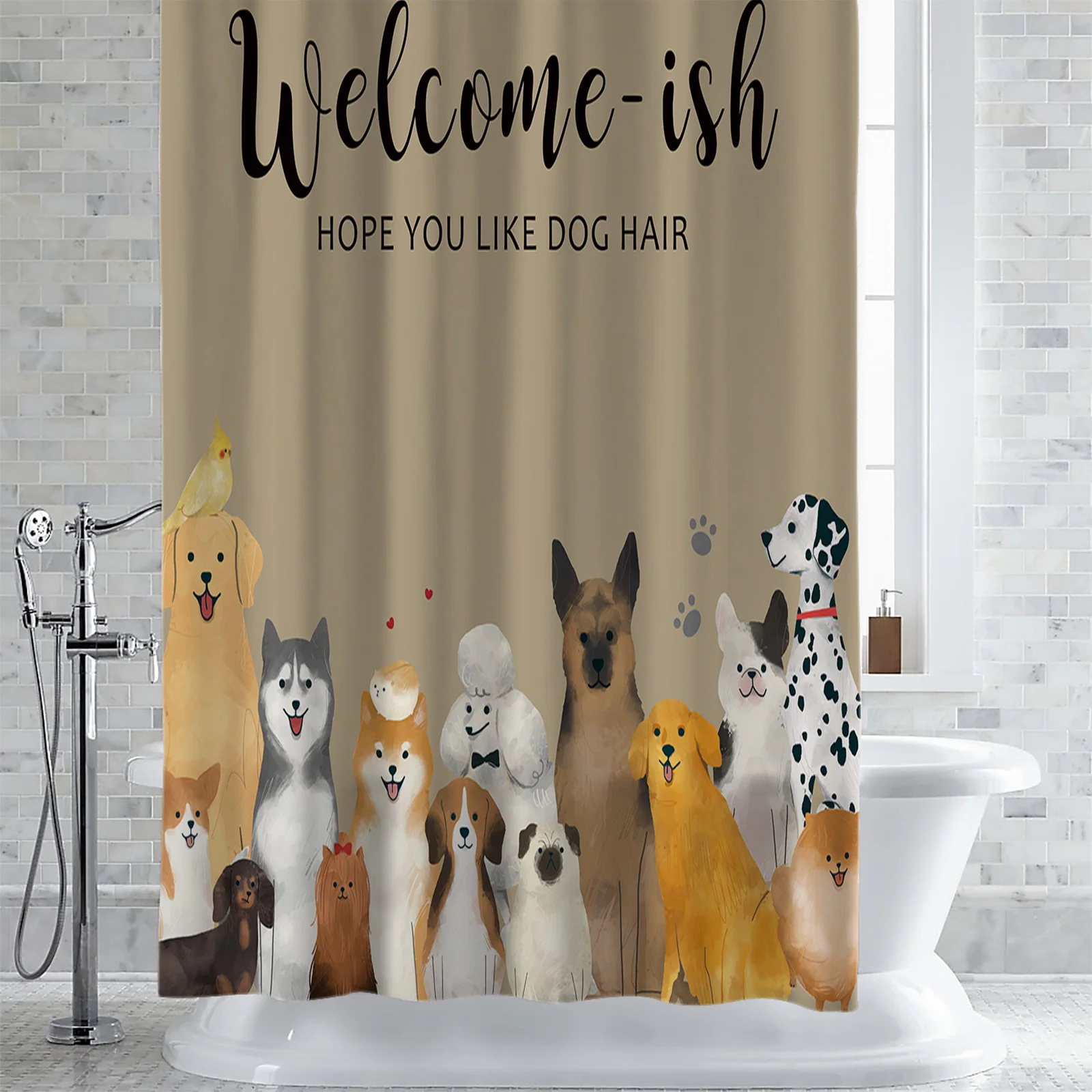 Group Of Cute Dogs Shower Curtains Waterproof Bath Curtains Home Decor Modern Luxury Bathroom Curtain