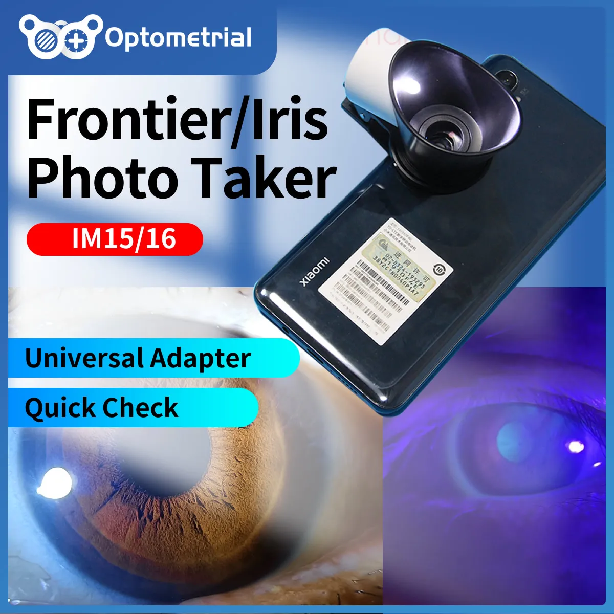 مدقق حالة القزحية البسيطة Optometria ، 1.00X-3.00X كاميرا تكبير محول الهاتف المحمول ، اخذ صور العيون ، إضاءة لمبة ليد