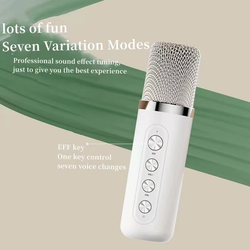 Portable Karaoke Machine 360 Surround Sound Colorful Lights Subwoofer Bluetooth Speaker Double Wireless Mic Home Party Outdoor