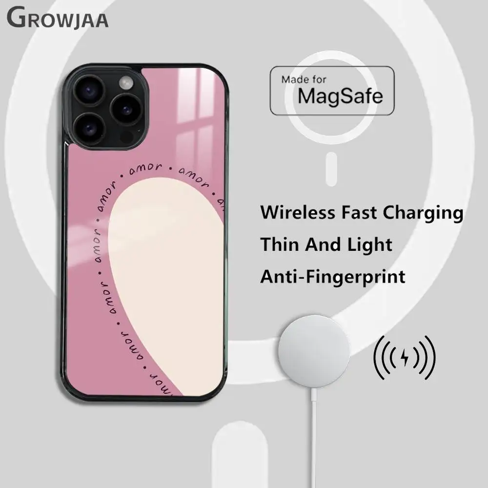 Love couple phone case for iPhone 17 16 15 14 13 12 11 Pro Max Plus Mini Magsafe Magnetic Wireless Mirror Funda