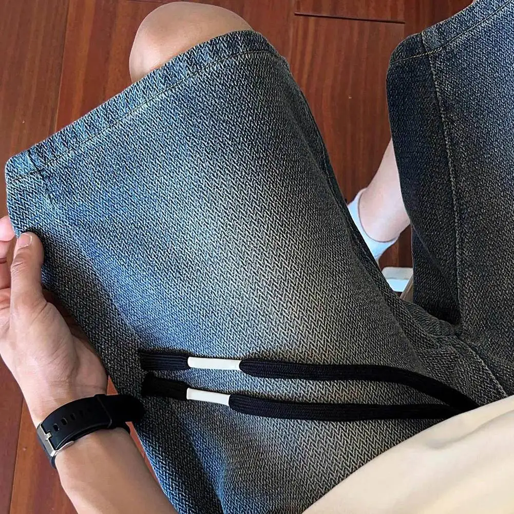 شورت كاجوال للرجال من الحرير الجليدي مناسب لجميع المواسم، ملابس منزلية للعمل اليومي، خفيف الوزن من البوليستر، ملابس يومية في مكان العمل