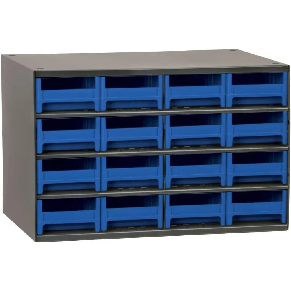 Steel Parts Garage Storage Cabinet Organizer for Small Hardware Nails Screws Bolts Nuts and More 16-Drawer Gray Cabinet