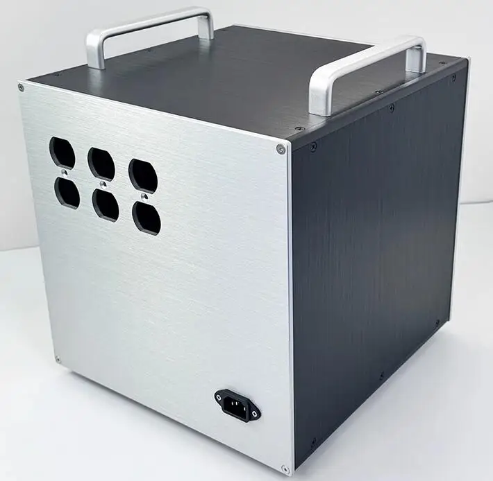 غلاف مزود طاقة منقسم من الألومنيوم مخصص ، حافظة ذاتية الصنع لعزل HIFI ، CNC ، معيار الولايات المتحدة ، 305x305x311mm