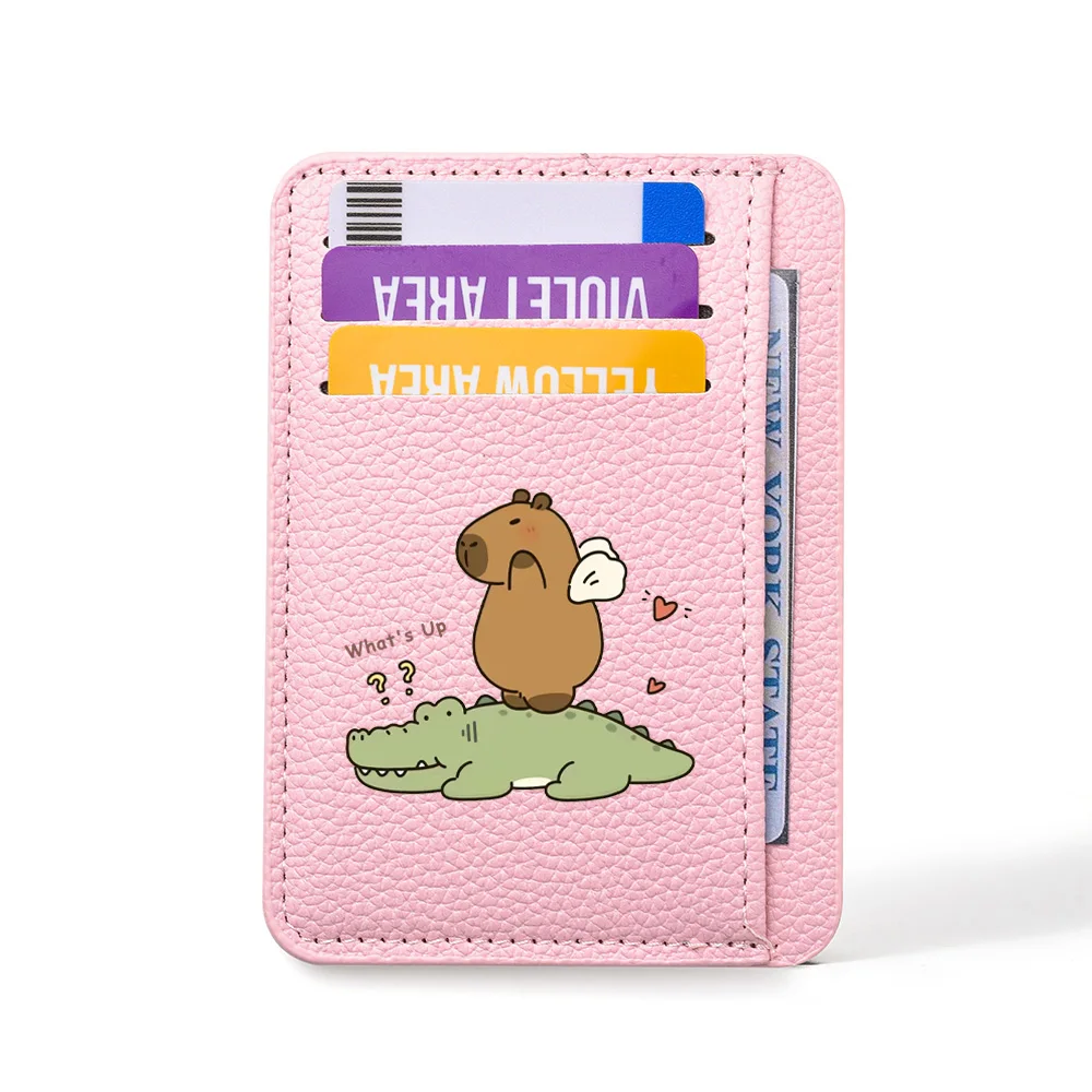 Women Ultra-thin Credit Card Holder PU Leather Multi Slot Cute Credit Card Bag