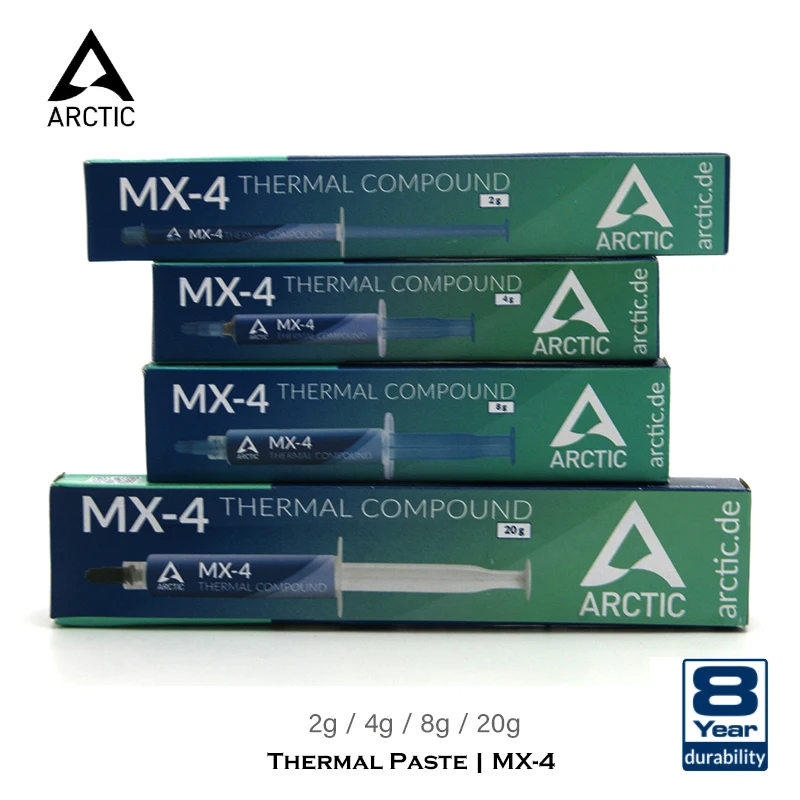 ARCTIC MX-4-compuesto térmico, pasta de silicona de 8,5 W, disipador de calor, grasa conductora para CPU/GPU, ventilador de refrigeración, yeso, 2g, 4g, 8g, 20g