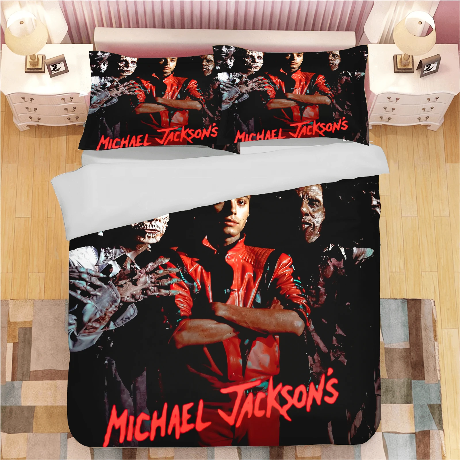 M-Michael J-Jackson T-Thriller Duvet Cover Set Home Style Bedding Soft Laundry Cotton Bed 3 Piece Set Student Dormitory Gift