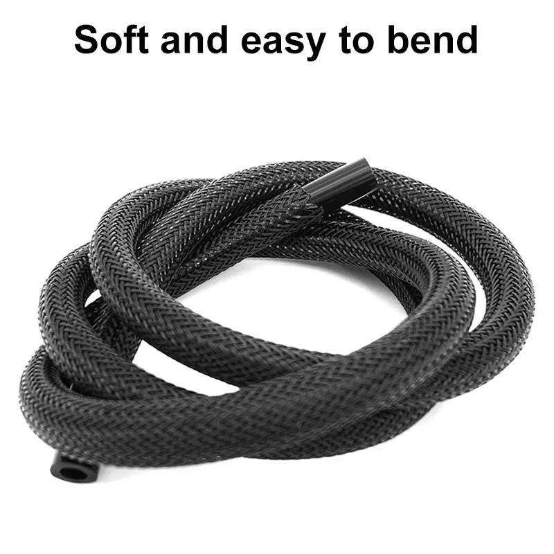 PET Braided Expandable Mesh Tube Black 2-100mm Flame Retardant Anti Bite Wire Cover For Game Console Cable Harness Arrangement