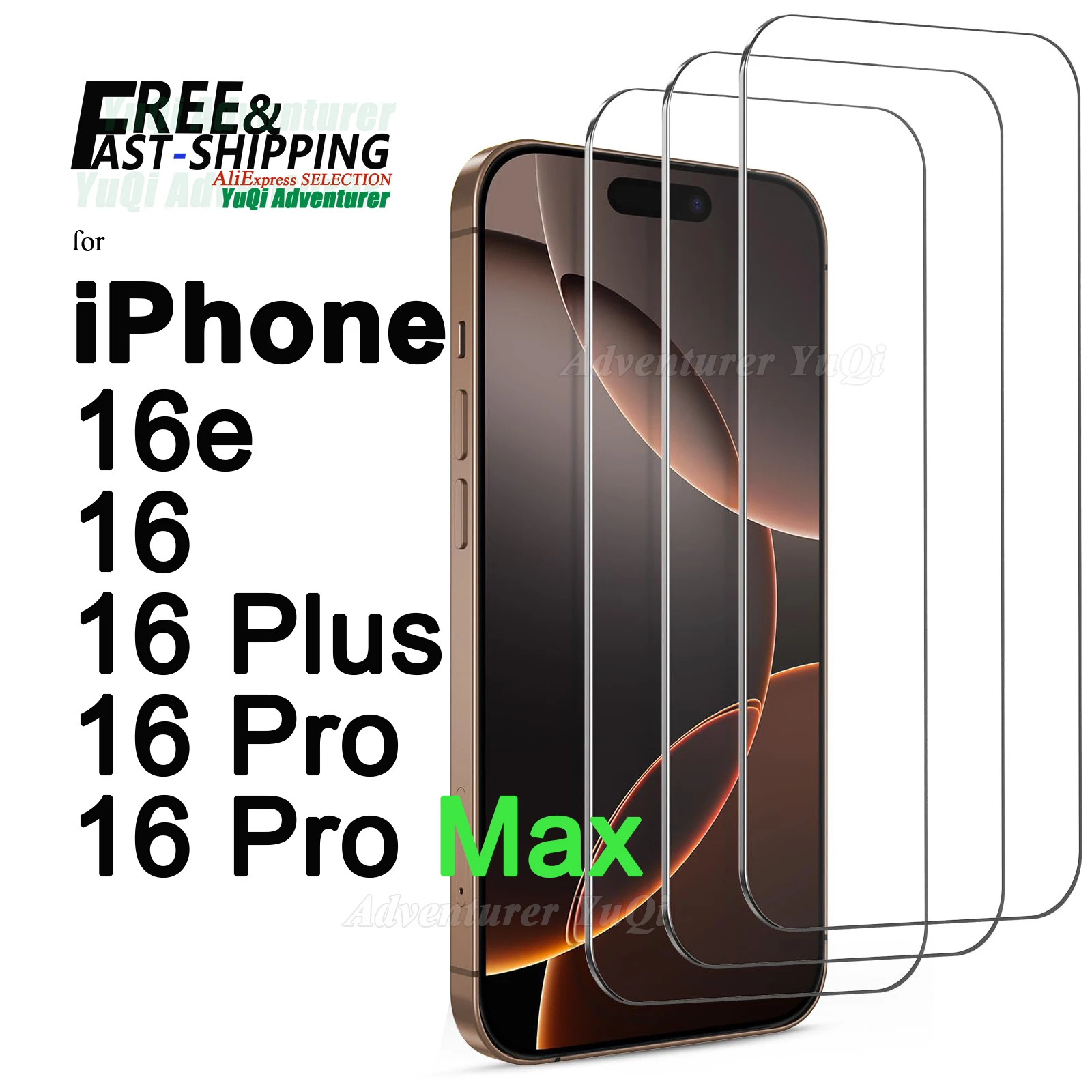 واقي شاشة لهاتف آيفون 16e 16 Pro Max Plus، زجاج مقسى عالي الدقة كريستال ميكا 9H مضاد للخدش، صديق للألومنيوم العالي #1