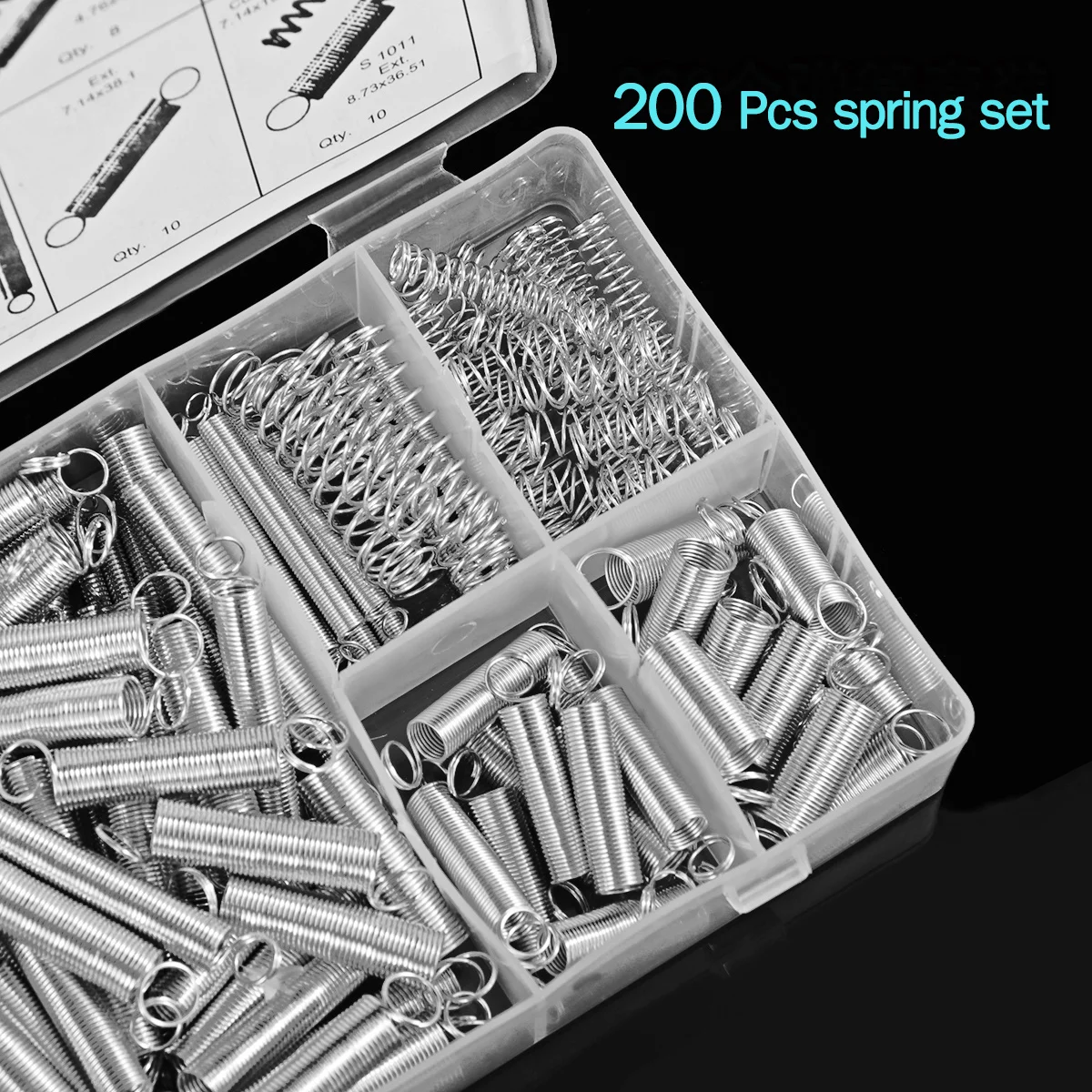 

200pcs Spring Set Galvanized Extension Springs For Automotive Engine Medical Device Electronics Spiral Rate