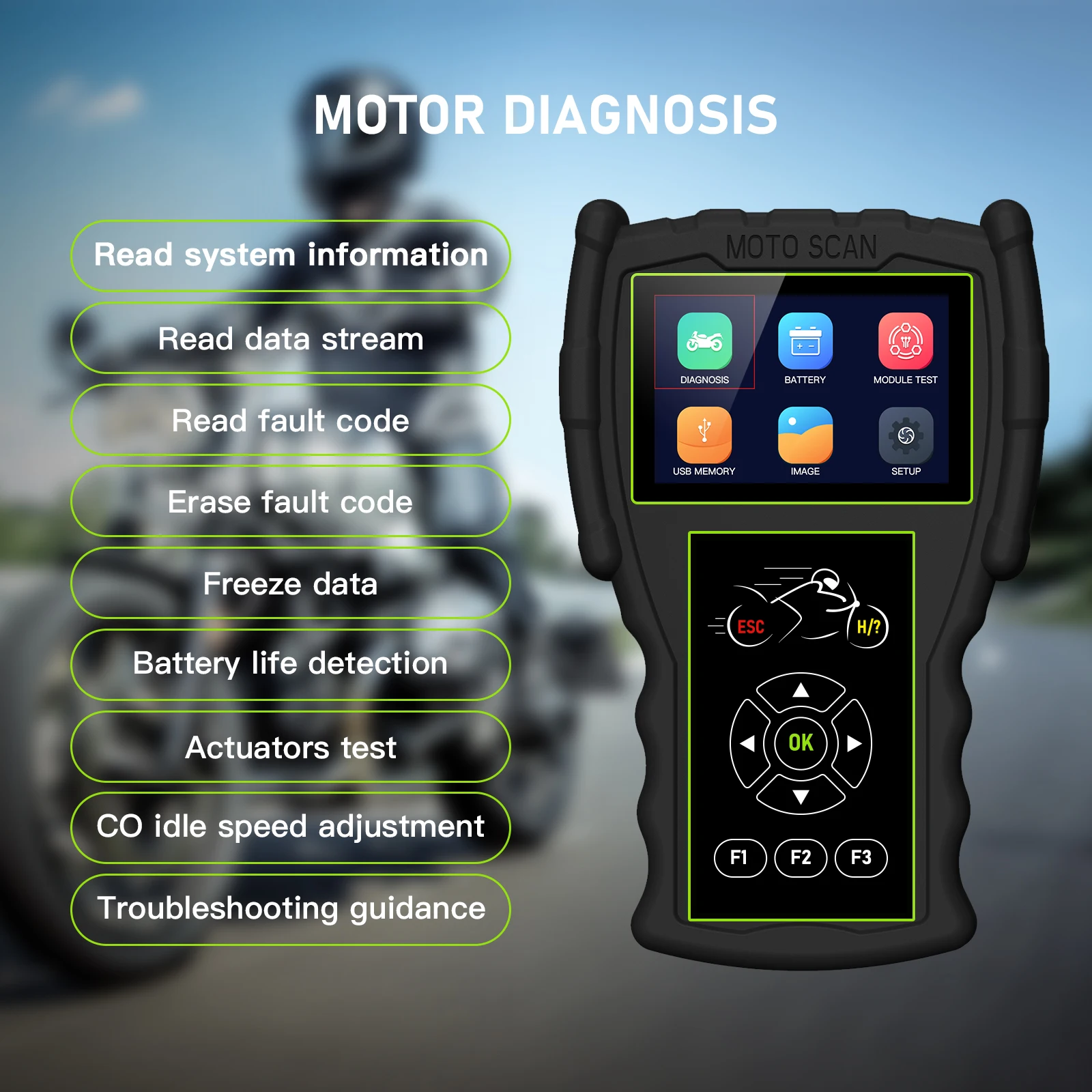 M100 Pro Motorcycle Diagnostic Scanner D87 D88 Function Professional OBD2 Fault Diagnostic Tool Multi-Language for Motorcycle