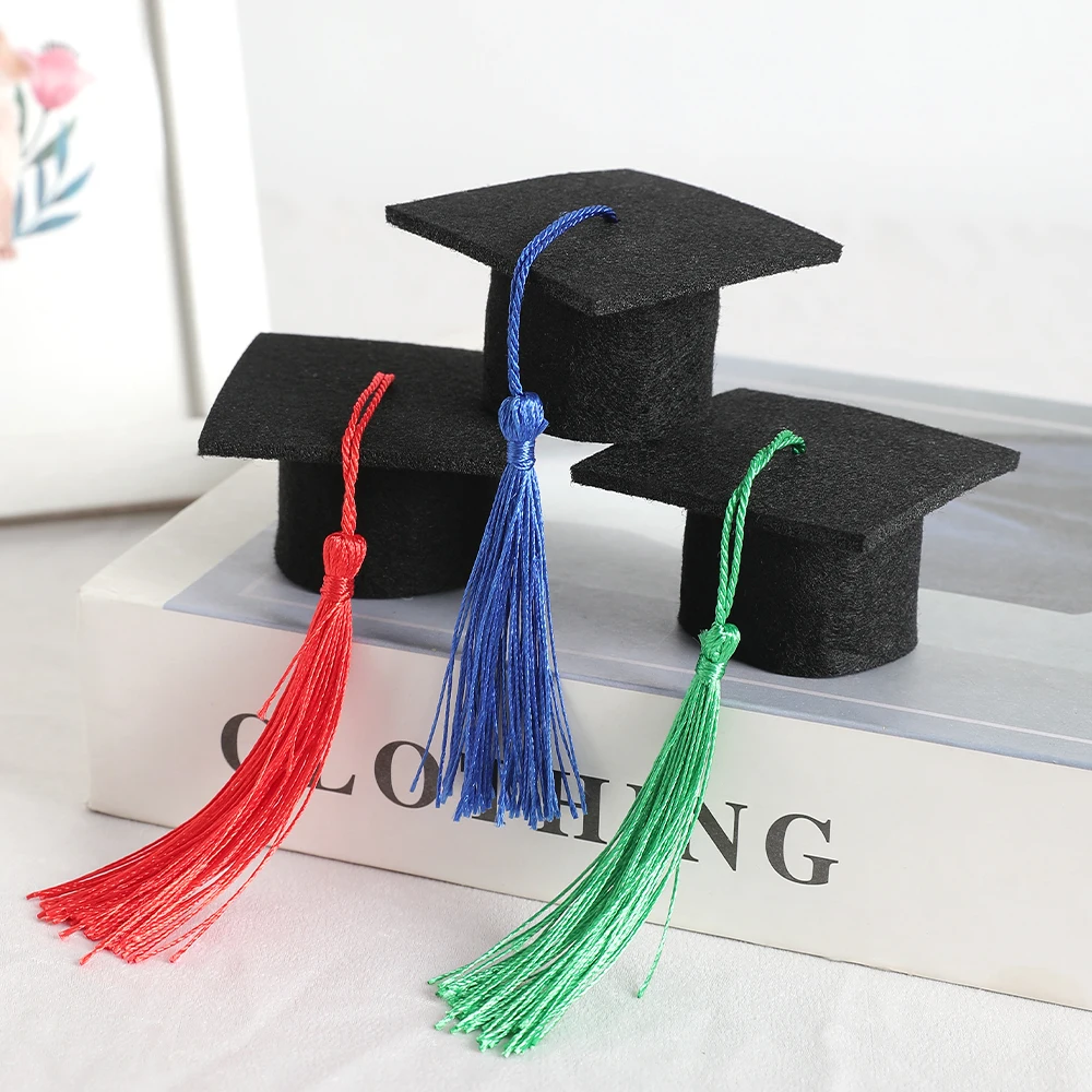 5/10Pieces Mini Graduation Hats For Christmas Home Decoration Graduation Wine Bottle Decor DIY Children's Hair Card Accessories