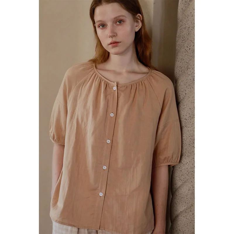2025 Summer Solid Color Short-sleeved Pajamas Couple Casual Loose Contrasting Shorts Loungewear Set Turn-Down Collar Sleepwear